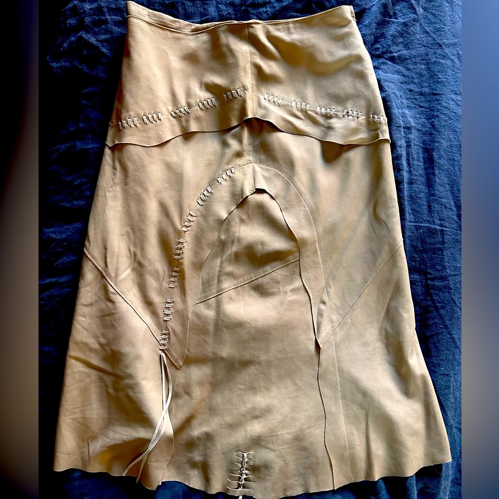 Danier Leather Skirt- Tan with Boho/Cowgirl Details